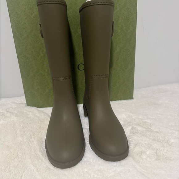 Gucci Women’s Double GG Vint Green Wellington Boots - Size EU35/US5 - Picture 2 of 7